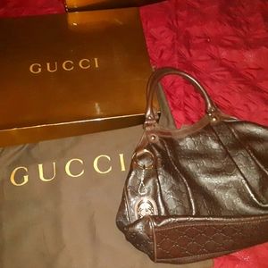 Gucci Sukey Brown Leather Medium Tote.